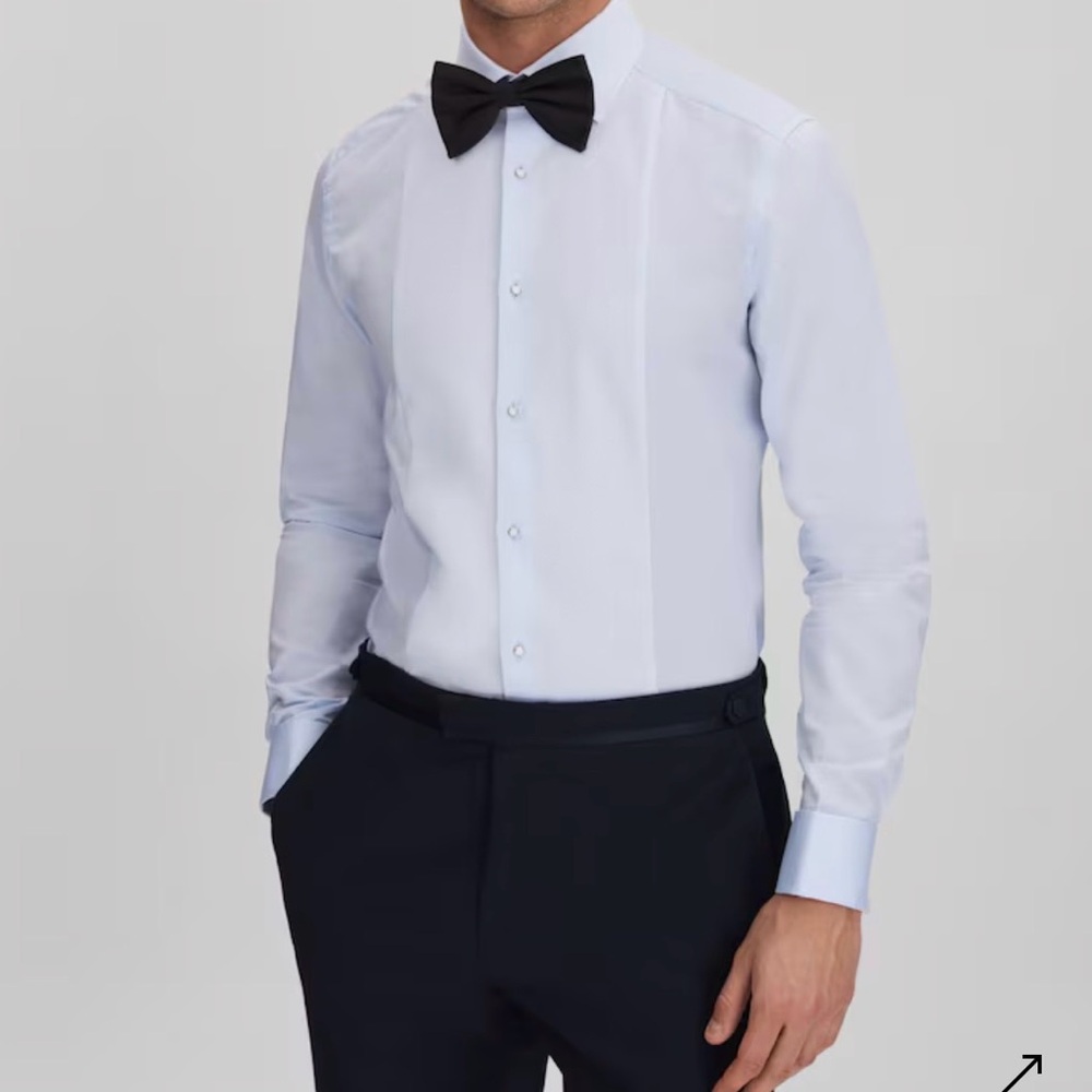 Reiss Cotton Marcella Tuxedo Shirt Slim-Fit in Soft Blue